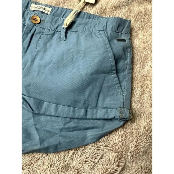Roxy Shorts Womens Cheeky Chino Hot Pants Mid Rise Cuffed Blue - Picture 15 of 16